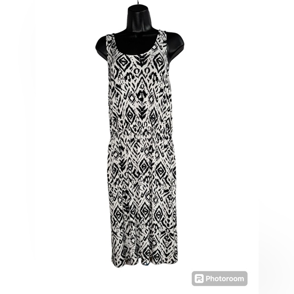 Black & White Ikat Print Faded Glory Summer Dress Size L(12-14) - Picture 3 of 6